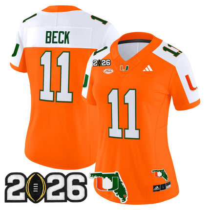 Women's Miami Hurricanes 2026 CFP Final & Florida Patch Vapor Limited Jersey - All Stitched