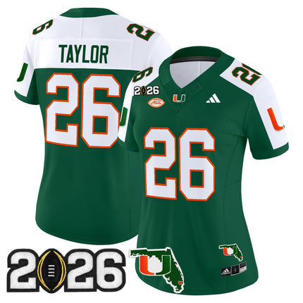 Women's Miami Hurricanes 2026 CFP Final & Florida Patch Vapor Limited Jersey - All Stitched