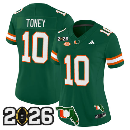 Women's Miami Hurricanes 2026 CFP Final & Florida Patch Vapor Limited Jersey - All Stitched