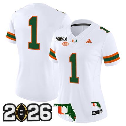 Women's Miami Hurricanes 2026 CFP Final & Florida Patch Vapor Limited Jersey - All Stitched