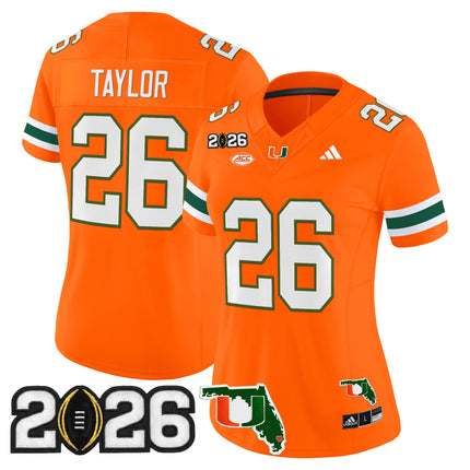 Women's Miami Hurricanes 2026 CFP Final & Florida Patch Vapor Limited Jersey - All Stitched