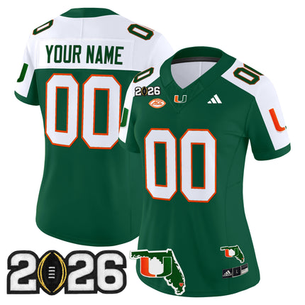 Miami Hurricanes 2026 CFP Final & Florida Patch Vapor Limited Custom Jersey - All Stitched