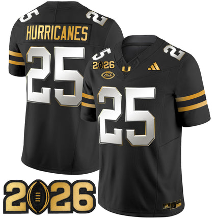 Men's Miami Hurricanes 2026 CFP Final Patch Gold Vapor Limited Jersey - All Stitched