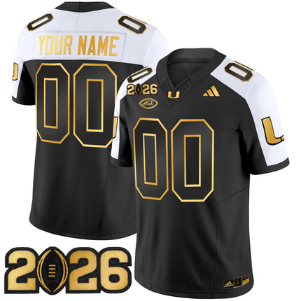 Miami Hurricanes 2026 CFP Final Patch Gold Vapor Limited Custom Jersey - All Stitched