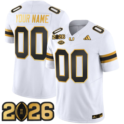 Miami Hurricanes 2026 CFP Final Patch Gold Vapor Limited Custom Jersey - All Stitched