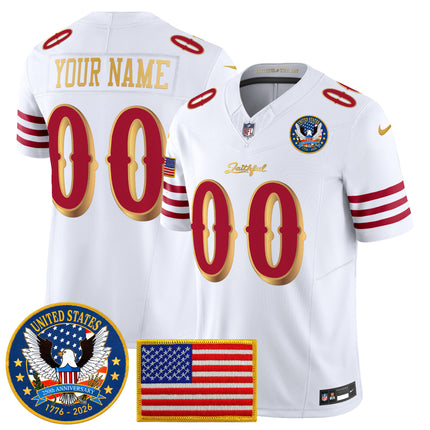 San Francisco 49ers "United States 250th Anniversary Patch" Vapor Limited Custom Jersey - All Stitched