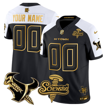 Houston Texans DJ Screw Gold Vapor Limited Custom Jersey - All Stitched