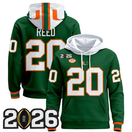 Men's Miami Hurricanes 2026 CFP Final Patch Premium Pullover Hoodie - All Stitched