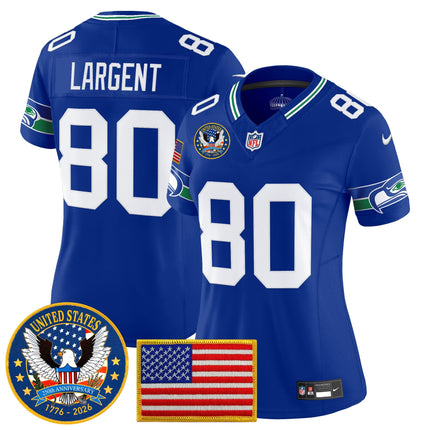 Women's Seattle Seahawks "United States 250th Anniversary Patch" Vapor Limited Jersey - All Stitched