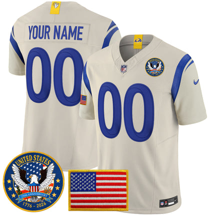 Los Angeles Rams 2025 "United States 250th Anniversary Patch" Vapor Limited Custom Jersey - All Stitched