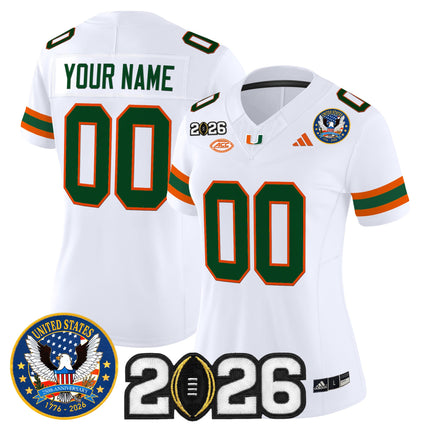 Miami Hurricanes "United States 250th Anniversary & 2026 CFP Final Patch" Vapor Limited Custom Jersey - All Stitched