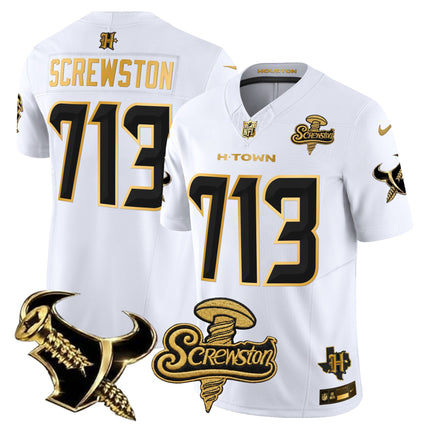 Men's Houston Texans DJ Screw Gold Vapor Limited Jersey - All Stitched