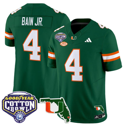Men's Miami Hurricanes 2025 Cotton Bowl & Florida Patch Vapor Limited Jersey - All Stitched