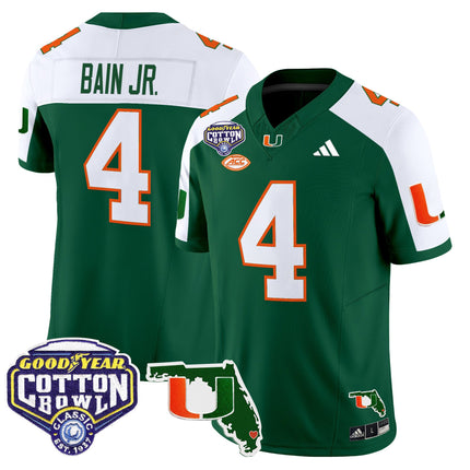 Men's Miami Hurricanes 2025 Cotton Bowl & Florida Patch Vapor Limited Jersey - All Stitched