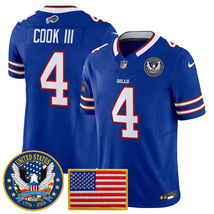 Men's Buffalo Bills "United States 250th Anniversary Patch" Vapor Limited Jersey - All Stitched