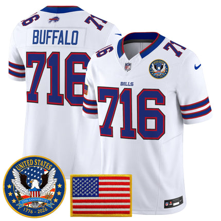 Men's Buffalo Bills "United States 250th Anniversary Patch" Vapor Limited Jersey - All Stitched