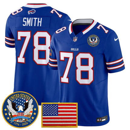 Men's Buffalo Bills "United States 250th Anniversary Patch" Vapor Limited Jersey - All Stitched
