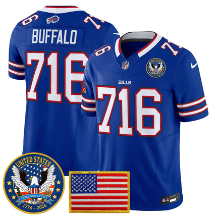 Men's Buffalo Bills "United States 250th Anniversary Patch" Vapor Limited Jersey - All Stitched