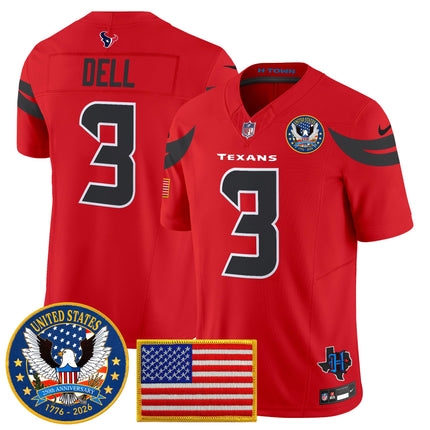 Men's Houston Texans "United States 250th Anniversary Patch" Vapor Limited Jersey - All Stitched
