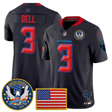 Men's Houston Texans "United States 250th Anniversary Patch" Vapor Limited Jersey - All Stitched
