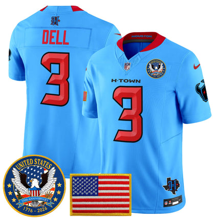 Men's Houston Texans "United States 250th Anniversary Patch" Vapor Limited Jersey - All Stitched