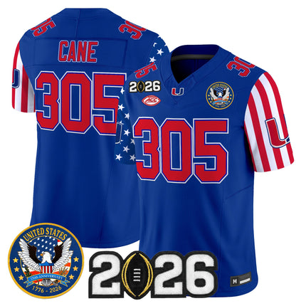 Men's Miami Hurricanes "America250 Edition" Vapor Limited Jersey - 2026 CFP Final Patch - All Stitched
