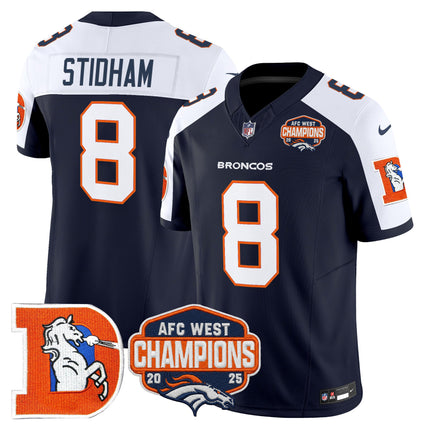 Men's Denver Broncos Throwback Vapor Limited Jersey - 2025 AFC West Division Champions Patch - All Stitched