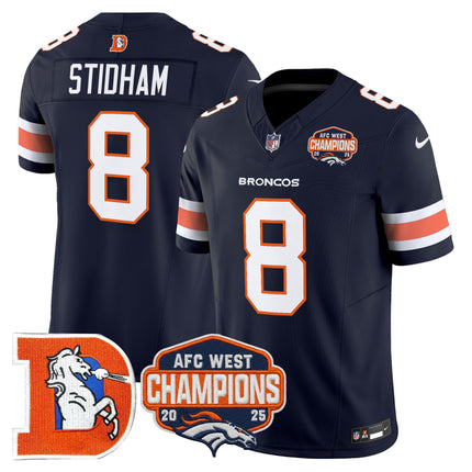 Men's Denver Broncos Throwback Vapor Limited Jersey - 2025 AFC West Division Champions Patch - All Stitched