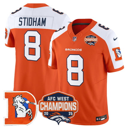 Men's Denver Broncos Throwback Vapor Limited Jersey - 2025 AFC West Division Champions Patch - All Stitched
