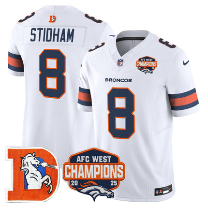 Men's Denver Broncos Throwback Vapor Limited Jersey - 2025 AFC West Division Champions Patch - All Stitched