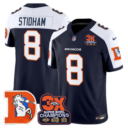 Men's Denver Broncos Throwback Vapor Limited Jersey - 3-Time Champions Patch - All Stitched