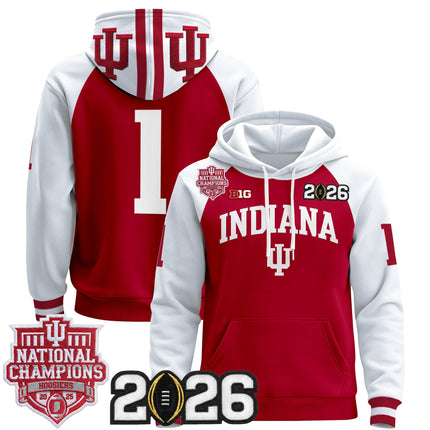 Men's Indiana Hoosiers 2025 National Champions & 2026 CFP Final Patch Premium Pullover Hoodie - All Stitched
