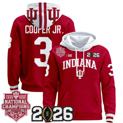 Men's Indiana Hoosiers 2025 National Champions & 2026 CFP Final Patch Premium Pullover Hoodie - All Stitched