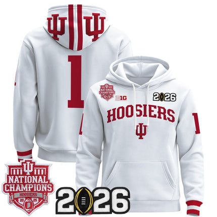 Men's Indiana Hoosiers 2025 National Champions & 2026 CFP Final Patch Premium Pullover Hoodie - All Stitched