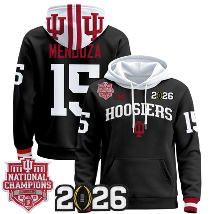 Men's Indiana Hoosiers 2025 National Champions & 2026 CFP Final Patch Premium Pullover Hoodie - All Stitched
