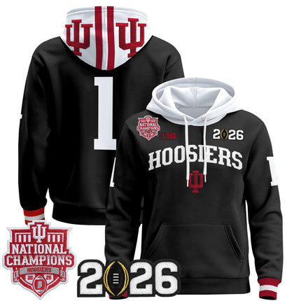 Men's Indiana Hoosiers 2025 National Champions & 2026 CFP Final Patch Premium Pullover Hoodie - All Stitched