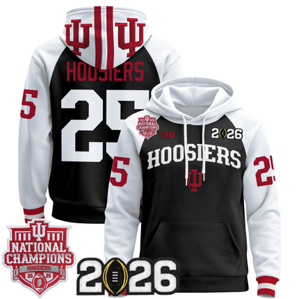 Men's Indiana Hoosiers 2025 National Champions & 2026 CFP Final Patch Premium Pullover Hoodie - All Stitched
