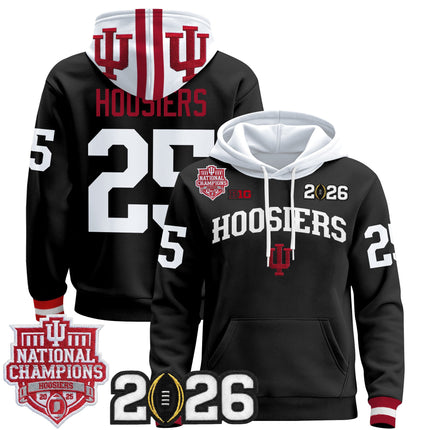 Men's Indiana Hoosiers 2025 National Champions & 2026 CFP Final Patch Premium Pullover Hoodie - All Stitched