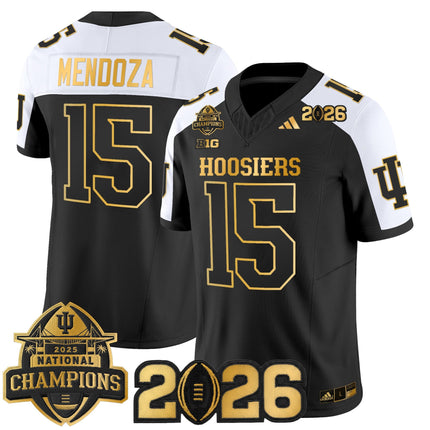Men's Indiana Hoosiers 2025 National Champions & 2026 CFP Final Patch Gold Vapor Limited Jersey - All Stitched