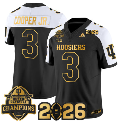 Men's Indiana Hoosiers 2025 National Champions & 2026 CFP Final Patch Gold Vapor Limited Jersey - All Stitched