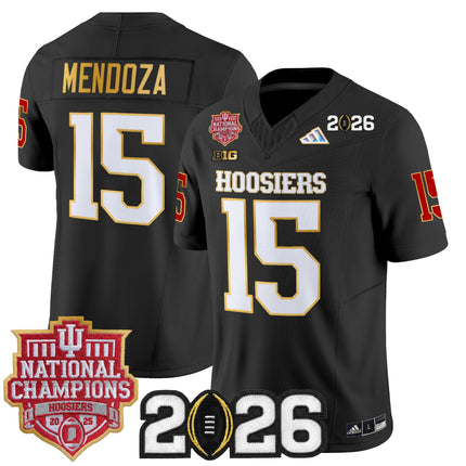 Men's Indiana Hoosiers 2025 National Champions & 2026 CFP Final Patch Gold Trim Vapor Limited Jersey - All Stitched