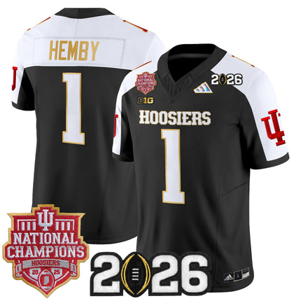 Men's Indiana Hoosiers 2025 National Champions & 2026 CFP Final Patch Gold Trim Vapor Limited Jersey - All Stitched