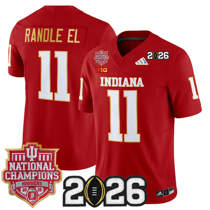 Men's Indiana Hoosiers 2025 National Champions & 2026 CFP Final Patch Gold Trim Vapor Limited Jersey - All Stitched