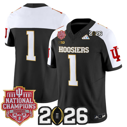 Men's Indiana Hoosiers 2025 National Champions & 2026 CFP Final Patch Gold Trim Vapor Limited Jersey - All Stitched