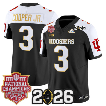 Men's Indiana Hoosiers 2025 National Champions & 2026 CFP Final Patch Gold Trim Vapor Limited Jersey - All Stitched