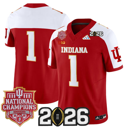 Men's Indiana Hoosiers 2025 National Champions & 2026 CFP Final Patch Gold Trim Vapor Limited Jersey - All Stitched