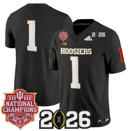Men's Indiana Hoosiers 2025 National Champions & 2026 CFP Final Patch Gold Trim Vapor Limited Jersey - All Stitched