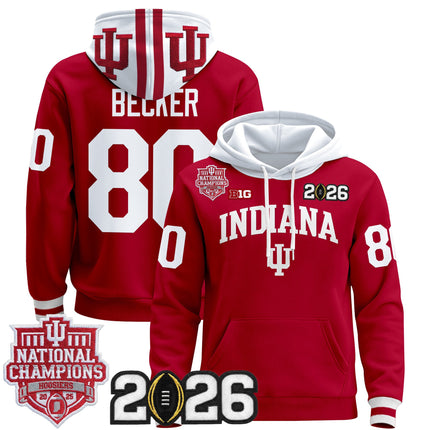 Men's Indiana Hoosiers 2025 National Champions & 2026 CFP Final Patch Premium Pullover Hoodie - All Stitched