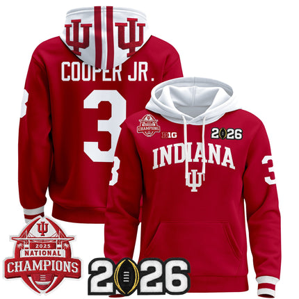 Men's Indiana Hoosiers 2025 National Champions & 2026 CFP Final Patch Premium Pullover Hoodie V2 - All Stitched