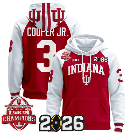Men's Indiana Hoosiers 2025 National Champions & 2026 CFP Final Patch Premium Pullover Hoodie V2 - All Stitched